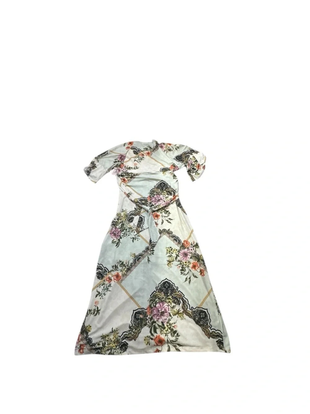 Jessica Simpson Maternity Floral boho Dress Tie Waist V-Neck mint Green Size L